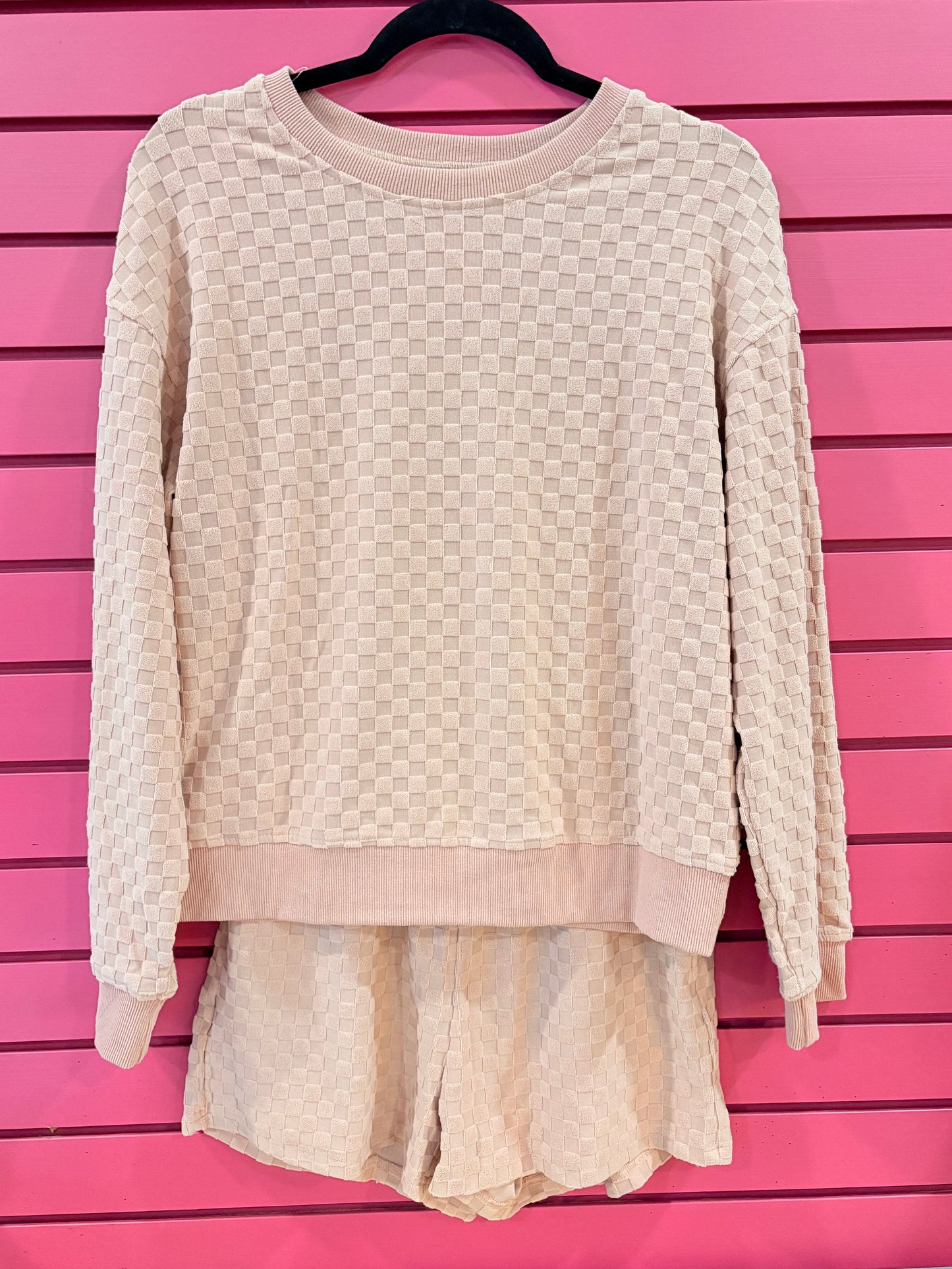 Pink Long sleeve Checkered Set