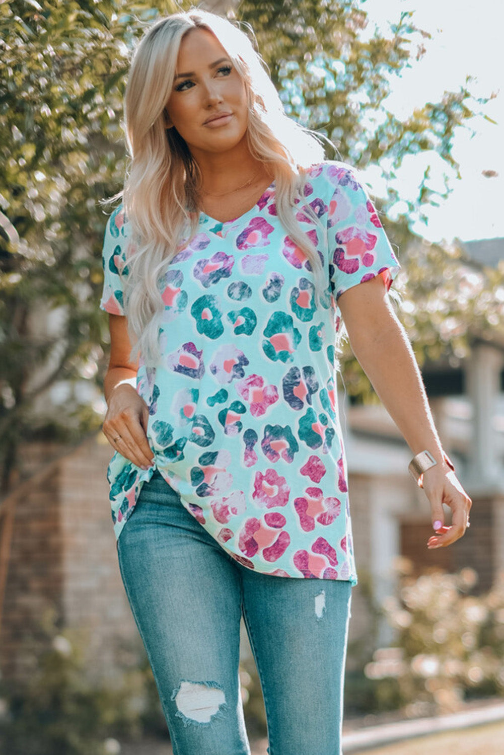 Leopard V-Neck Top