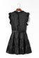 Black Satin Leopard Tie Waist Frilled Sleeveless Dress