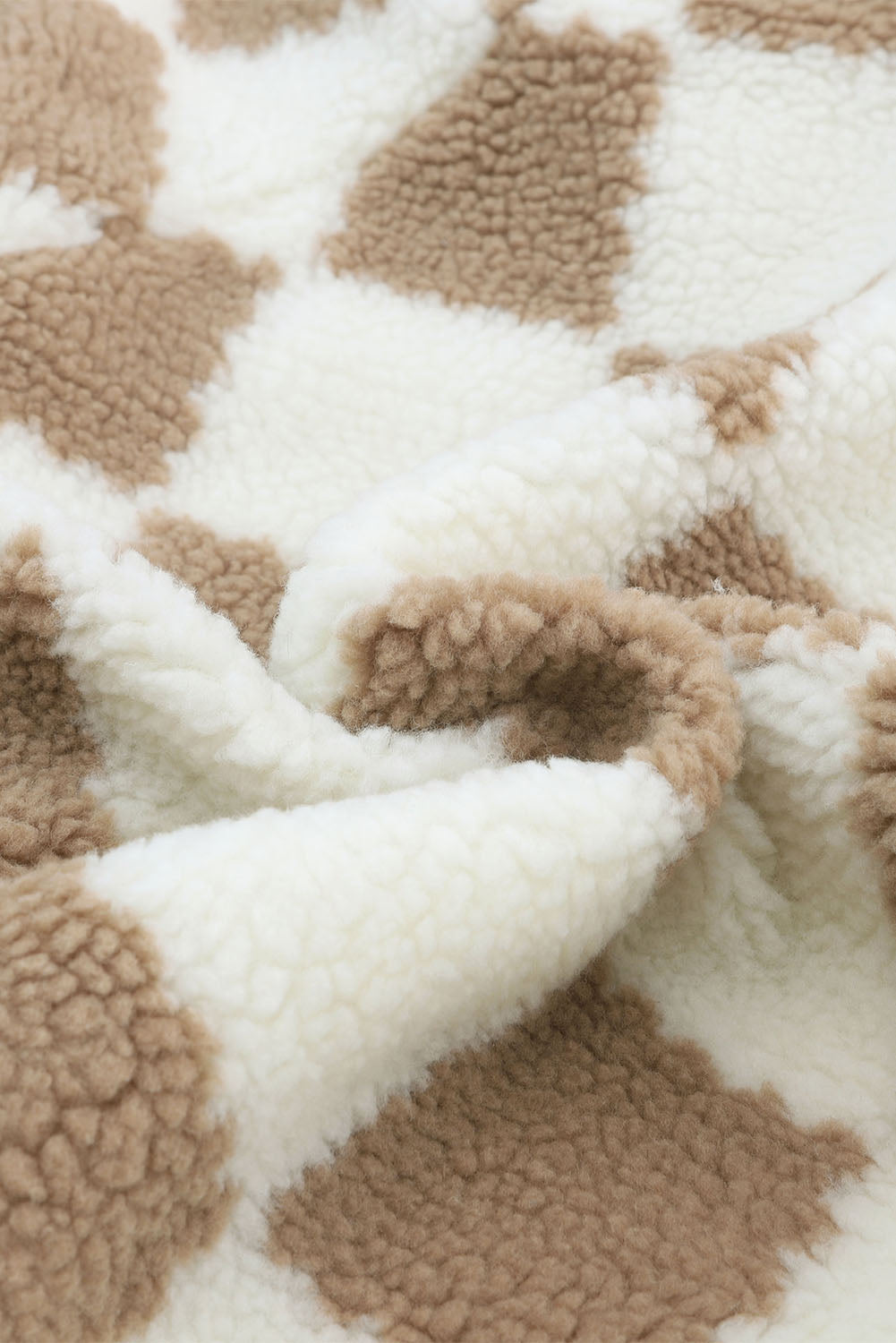 Brown Checked Snap Button Sherpa Jackets