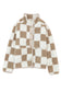 Brown Checked Snap Button Sherpa Jackets