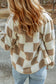 Brown Checked Snap Button Sherpa Jackets