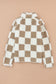 Brown Checked Snap Button Sherpa Jackets