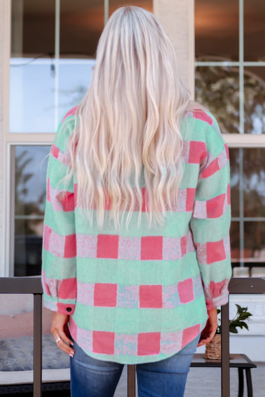 Pink Plaid Pattern Oversized Shackets