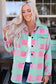 Pink Plaid Pattern Oversized Shackets