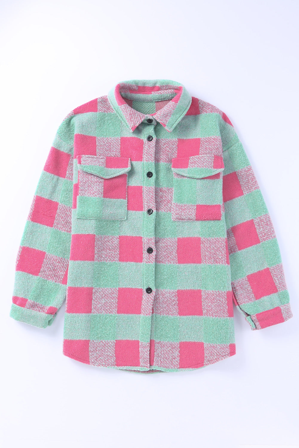 Pink Plaid Pattern Oversized Shackets