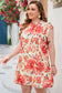 Red Plus Size Frilled Neck Ruffle Sleeveless Floral Dress