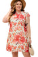Red Plus Size Frilled Neck Ruffle Sleeveless Floral Dress