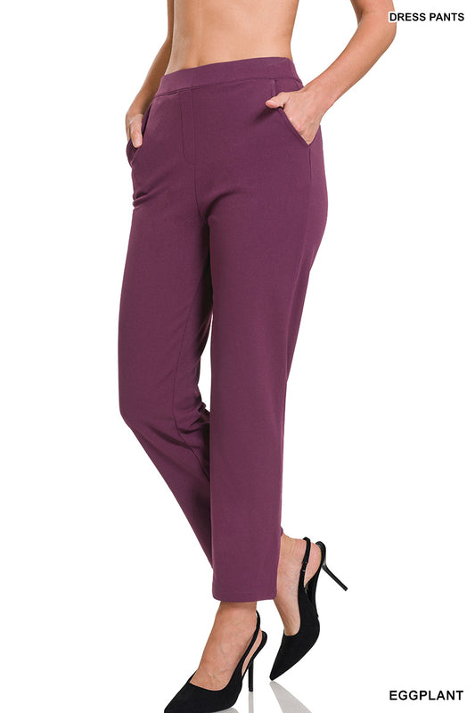STRETCH PULL-ON SCUBA CREPE DRESS PANTS