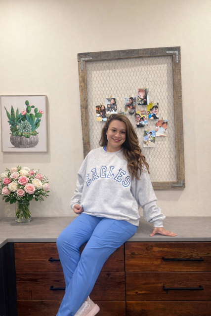 Eagles Embroidery Sweatshirt Crewneck Sweatshirt  Heather Gray